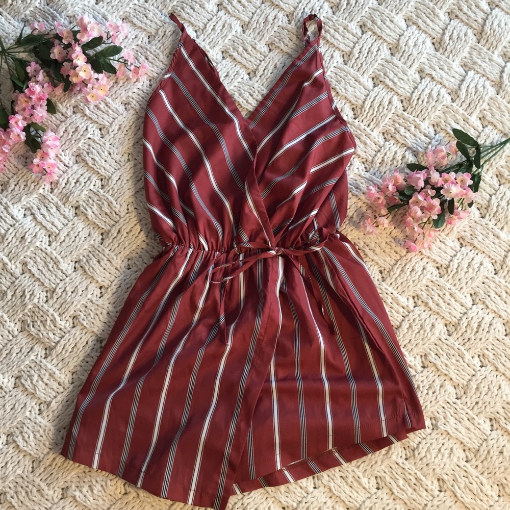 Burnt Orange Striped Romper 🥀